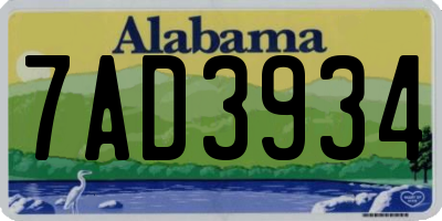 AL license plate 7AD3934