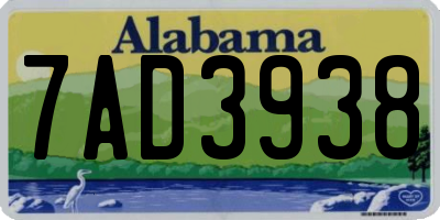 AL license plate 7AD3938