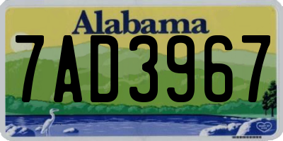 AL license plate 7AD3967