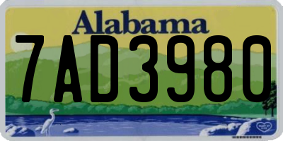 AL license plate 7AD3980