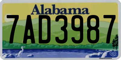 AL license plate 7AD3987