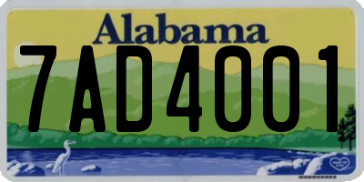 AL license plate 7AD4001