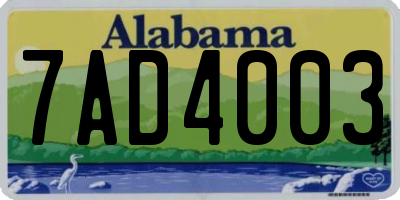 AL license plate 7AD4003