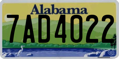 AL license plate 7AD4022