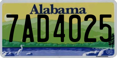 AL license plate 7AD4025