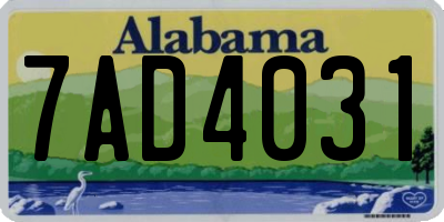 AL license plate 7AD4031