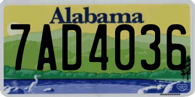 AL license plate 7AD4036