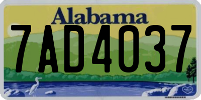 AL license plate 7AD4037
