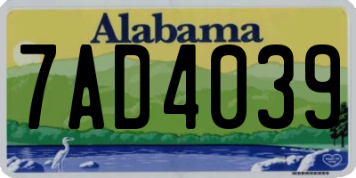 AL license plate 7AD4039
