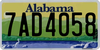 AL license plate 7AD4058