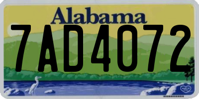 AL license plate 7AD4072