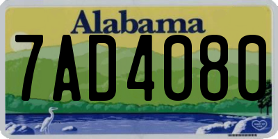 AL license plate 7AD4080