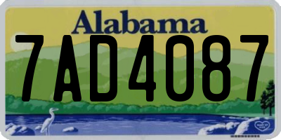 AL license plate 7AD4087
