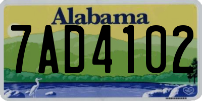 AL license plate 7AD4102