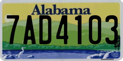 AL license plate 7AD4103