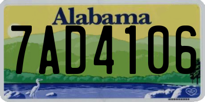 AL license plate 7AD4106