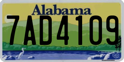 AL license plate 7AD4109