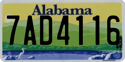 AL license plate 7AD4116
