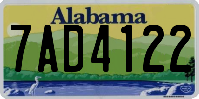 AL license plate 7AD4122