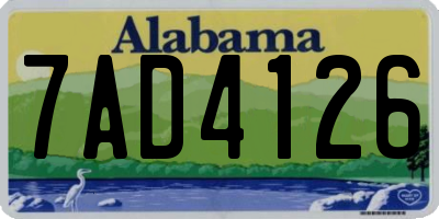 AL license plate 7AD4126