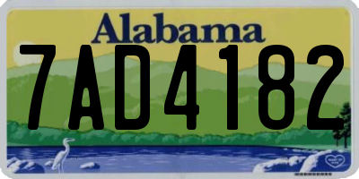 AL license plate 7AD4182