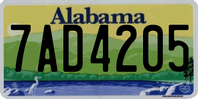 AL license plate 7AD4205