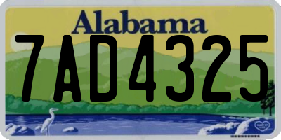 AL license plate 7AD4325
