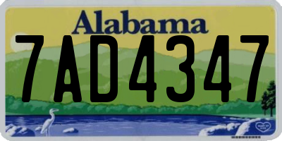 AL license plate 7AD4347