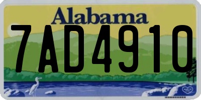 AL license plate 7AD4910