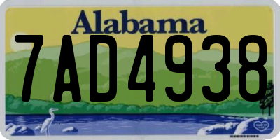 AL license plate 7AD4938
