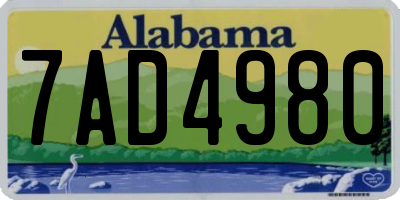 AL license plate 7AD4980