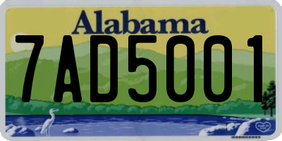 AL license plate 7AD5001