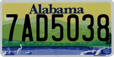 AL license plate 7AD5038