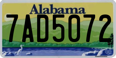 AL license plate 7AD5072