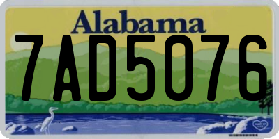 AL license plate 7AD5076