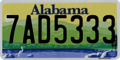 AL license plate 7AD5333