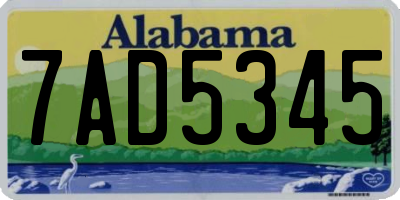 AL license plate 7AD5345