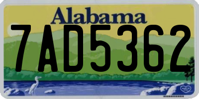 AL license plate 7AD5362