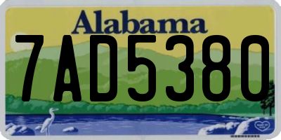 AL license plate 7AD5380