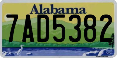 AL license plate 7AD5382