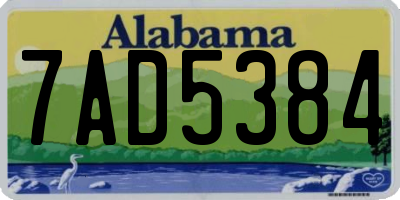 AL license plate 7AD5384