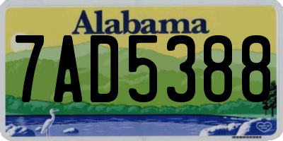 AL license plate 7AD5388