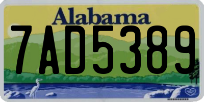 AL license plate 7AD5389