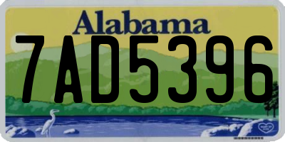 AL license plate 7AD5396