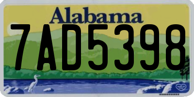 AL license plate 7AD5398