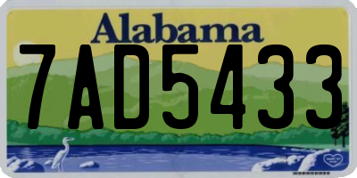 AL license plate 7AD5433