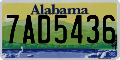 AL license plate 7AD5436