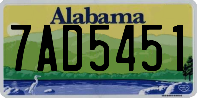 AL license plate 7AD5451