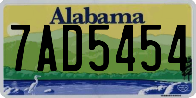 AL license plate 7AD5454