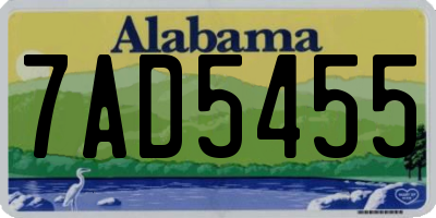AL license plate 7AD5455